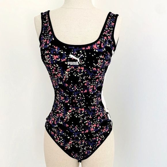 Puma XTG 90’s Cross Training Bodysuit Black Neon Bright Colorful Retro Y2K - Picture 1 of 9